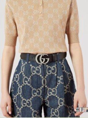 Gucci GG Marmont belt in Black Leather Size 85